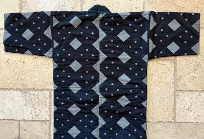 Japanese Antique Farmer Jacket with Bold Katazome Resistant Dye