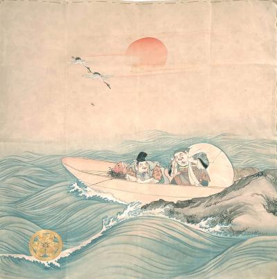 Japanese Antique Fukusa Textile Art Meiji Period