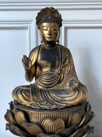 Japanese Antique Gilt Wood Buddha Statue