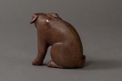 Japanese Antique Hand Carved Wood Puppy
