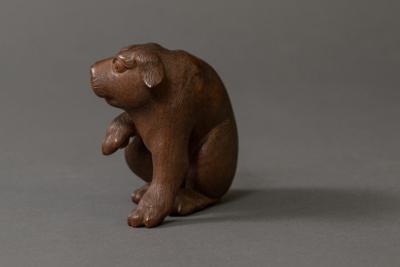 Japanese Antique Hand Carved Wood Puppy