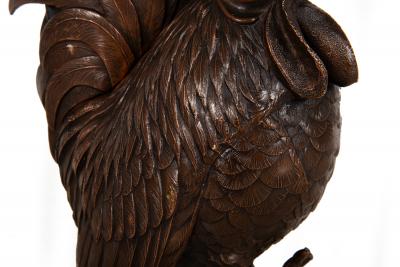 Japanese Antique Meiji Period Bronze Sculpture Okimono of a Rooster