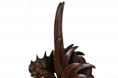 Japanese Antique Meiji Period Bronze Sculpture Okimono of a Rooster
