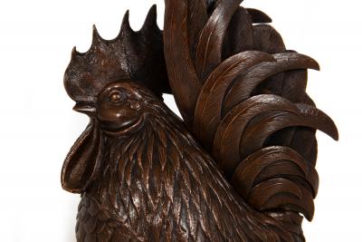 Japanese Antique Meiji Period Bronze Sculpture Okimono of a Rooster