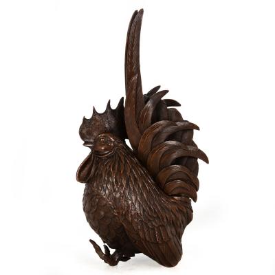 Japanese Antique Meiji Period Bronze Sculpture Okimono of a Rooster