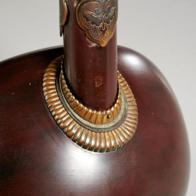 Japanese Antique Sake Ewer Lacquer with Bronze Meiji Period