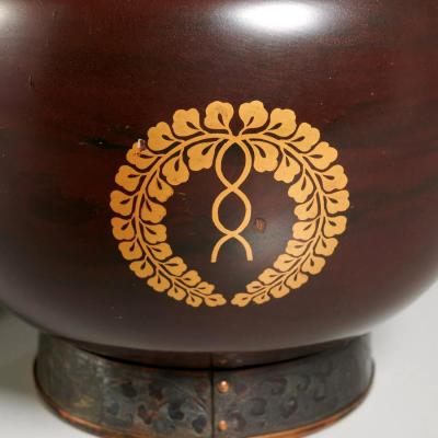 Japanese Antique Sake Ewer Lacquer with Bronze Meiji Period