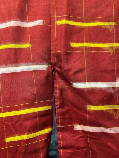 Japanese Art Deco Ikat Silk Meisen Kimono