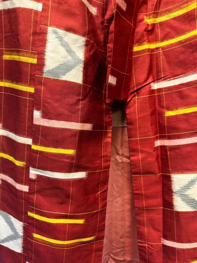 Japanese Art Deco Ikat Silk Meisen Kimono