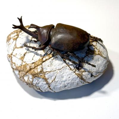 Japanese Articulate Bronze Beetle Jizai Okimono Attributed to Myochin Linage