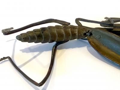 Japanese Articulate Praying Mantis Jizai Okimono Myochin Linage Signed