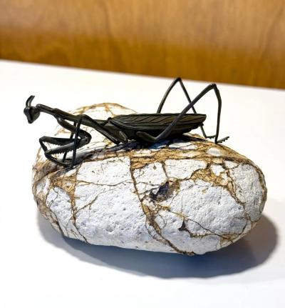 Japanese Articulate Praying Mantis Jizai Okimono Myochin Linage Signed