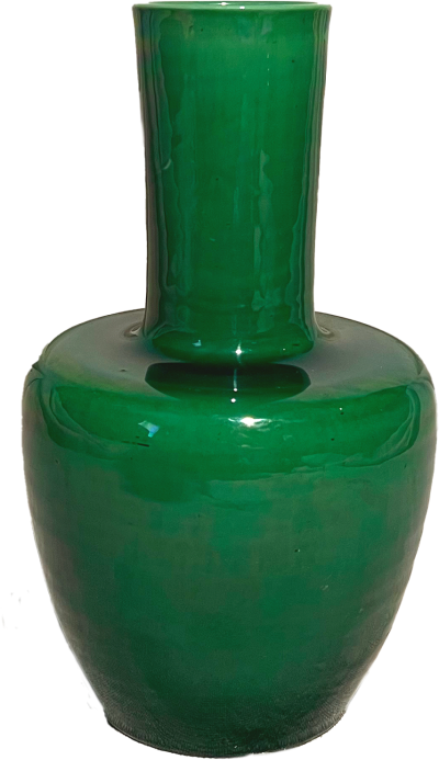 Japanese Awaji Pottery Monochrome Emerald Vase