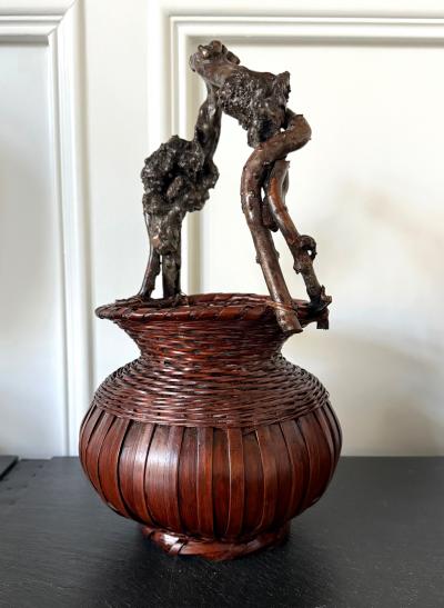 Japanese Bamboo Basket Ikebana Meiji Period