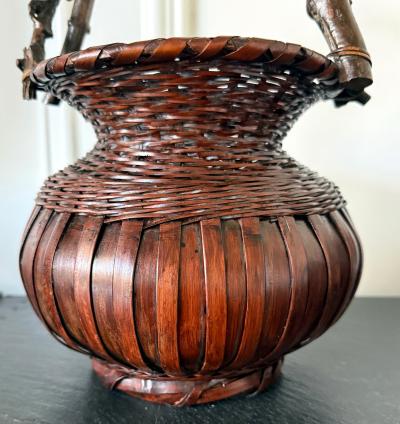 Japanese Bamboo Basket Ikebana Meiji Period