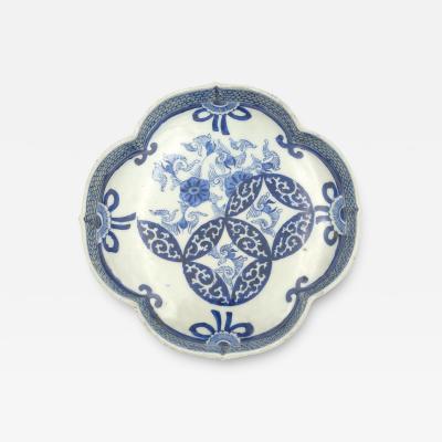 Japanese Blue and White Fukugawa Lobed Dish 19th Century