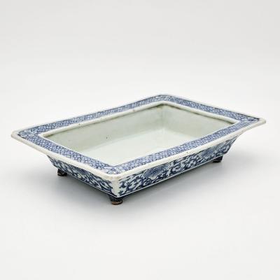 Japanese Blue and White Ikebana Container circa 1920