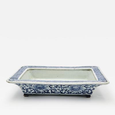 Japanese Blue and White Ikebana Container circa 1920