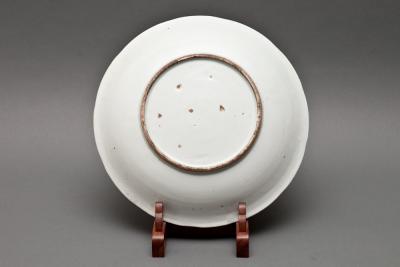 Japanese Blue and White Imari Plate with Lotus and Butterfly Design