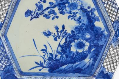 Japanese Blue and White Imari Platters a Pair