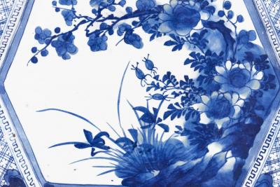 Japanese Blue and White Imari Platters a Pair