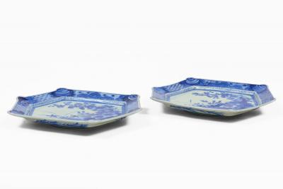 Japanese Blue and White Imari Platters a Pair