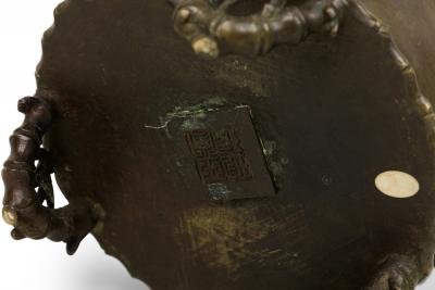 Japanese Bronze Bamboo Handle Jardiniere