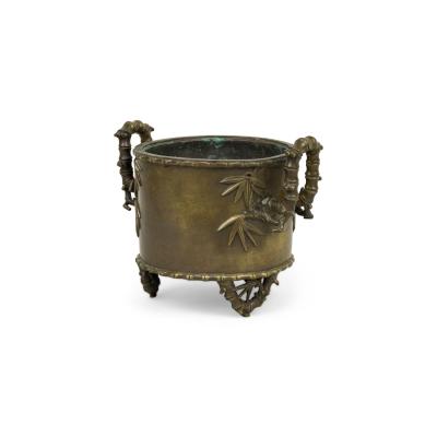 Japanese Bronze Bamboo Handle Jardiniere