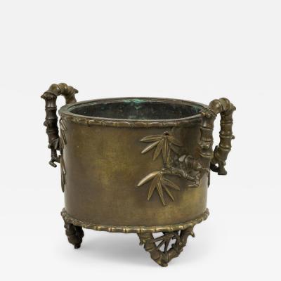 Japanese Bronze Bamboo Handle Jardiniere