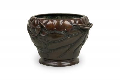 Japanese Bronze Bamboo Relief Jardiniere