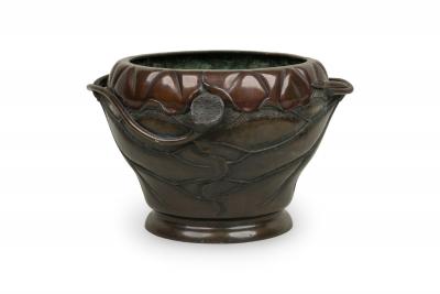 Japanese Bronze Bamboo Relief Jardiniere
