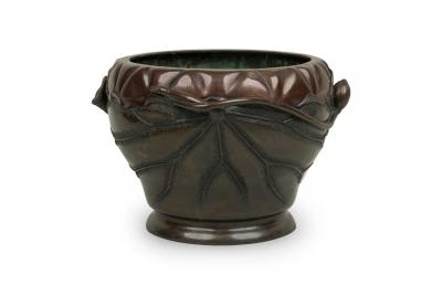Japanese Bronze Bamboo Relief Jardiniere