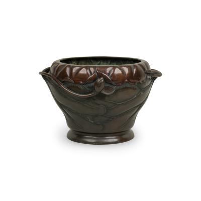 Japanese Bronze Bamboo Relief Jardiniere