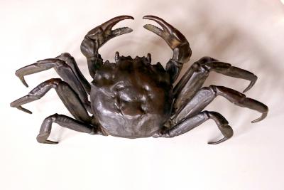 Japanese Bronze Crab Okimono Meiji Signed Yasunosuke