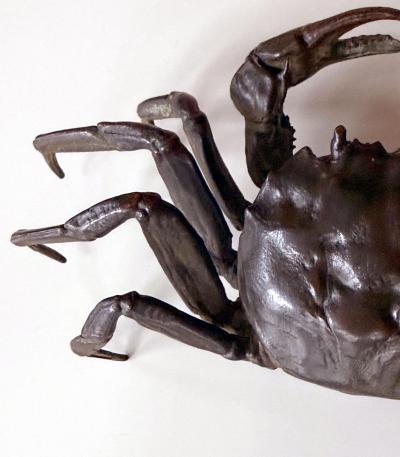 Japanese Bronze Crab Okimono Meiji Signed Yasunosuke