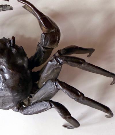 Japanese Bronze Crab Okimono Meiji Signed Yasunosuke