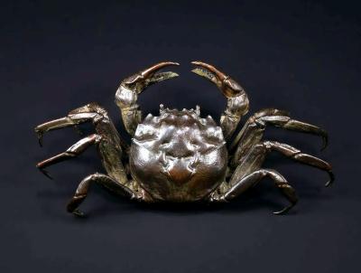 Japanese Bronze Crab Okimono Meiji Signed Yasunosuke