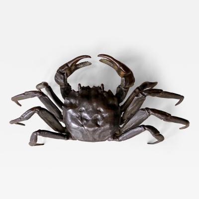 Japanese Bronze Crab Okimono Meiji Signed Yasunosuke