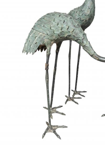 Japanese Bronze Cranes Set of Three