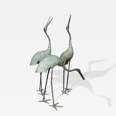 Japanese Bronze Cranes Set of Three