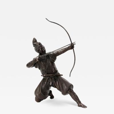 Japanese Bronze Figure Of A Samurai Archer Japan 19th Century