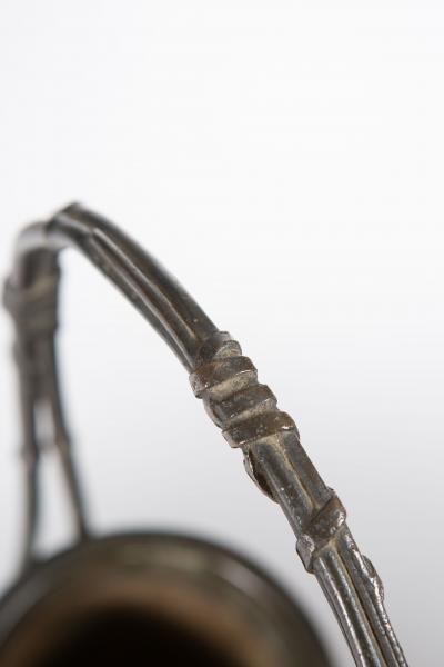 Japanese Bronze Ikebana Flower Arranging Vase with Frog