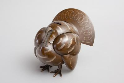 Japanese Bronze Koro Incense Burner in the Shape of a Turkey
