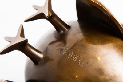 Japanese Bronze Koro Incense Burner in the Shape of a Turkey