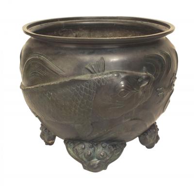 Japanese Bronze Patinated Footed Pot