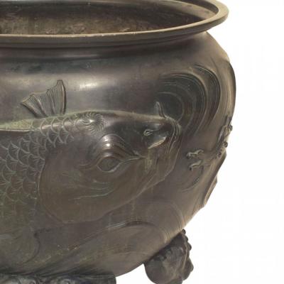 Japanese Bronze Patinated Footed Pot