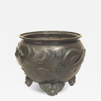 Japanese Bronze Patinated Footed Pot