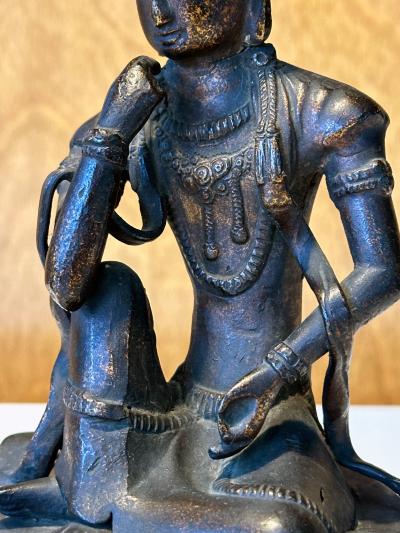 Japanese Bronze Statue Nyoirin Kannon on Lotus Throne