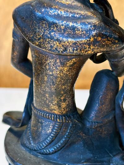 Japanese Bronze Statue Nyoirin Kannon on Lotus Throne