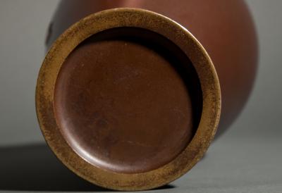 Japanese Bronze Vase with Finch on Grape Vine